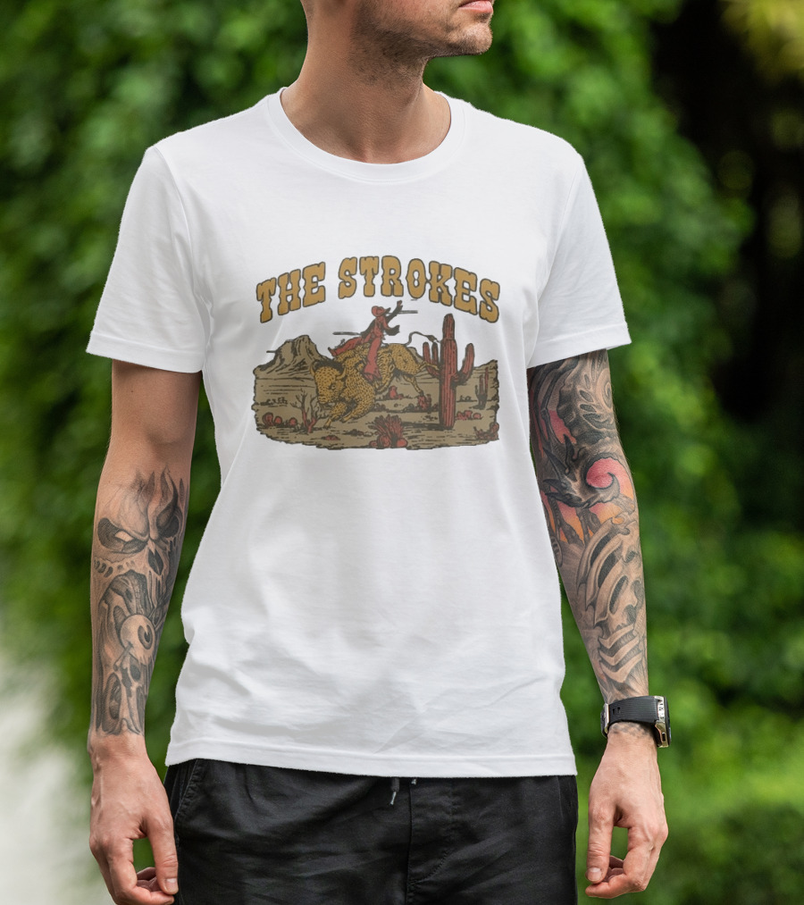 The Strokes Western Bull Rider Desert Scene T-Shirt