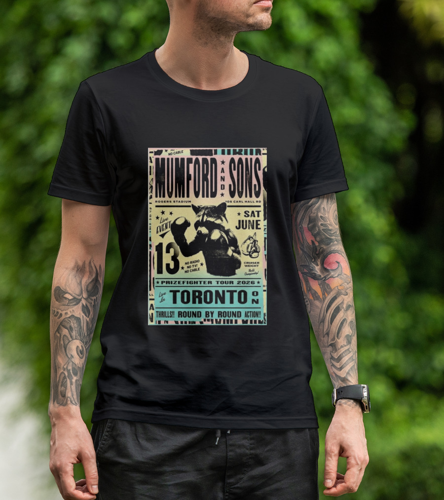Mumford And Sons Prizefighter Tour 2026 Toronto June 13 Rogers Stadium T-Shirt