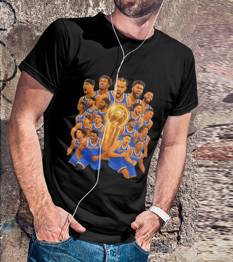 New York Knicks NBA Champions 2026 Players And Trophy Celebration T-Shirt