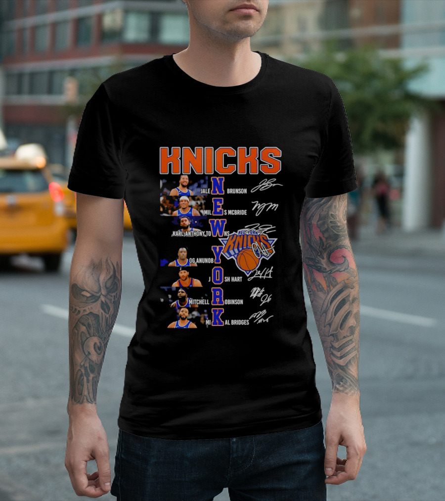 Knicks New York Brunson Robinson Hartenstein Randle Barrett Rose Quickley Hart Bridges T-Shirt