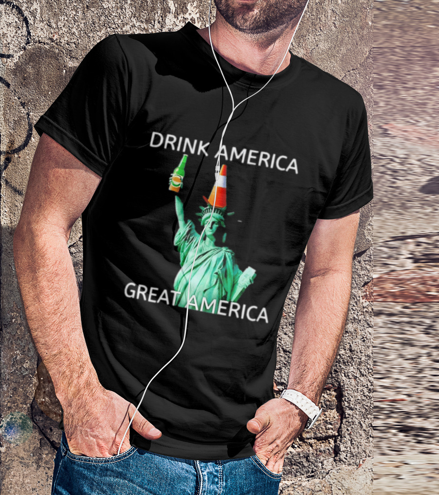 Statue Of Liberty Drink America Great America Traffic Cone Beer Bottle T-Shirt