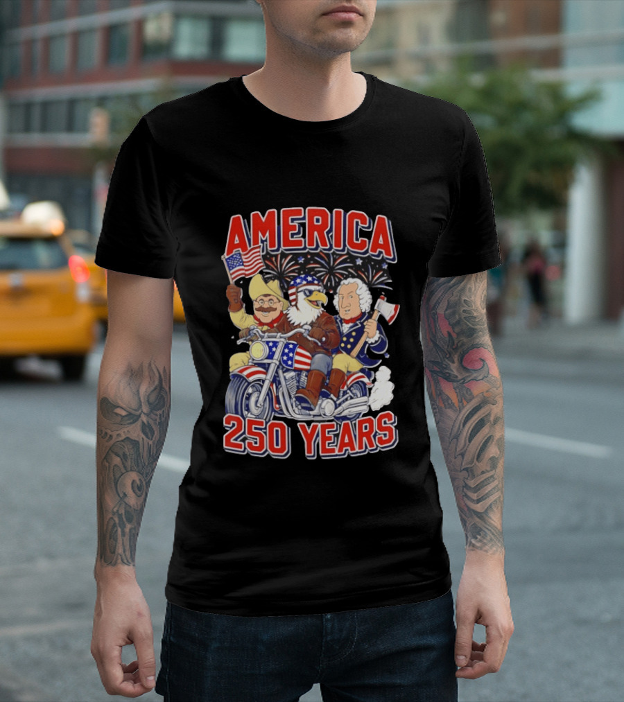 America 250 Years Patriotic Motorcycle Ride With Eagle T-Shirt