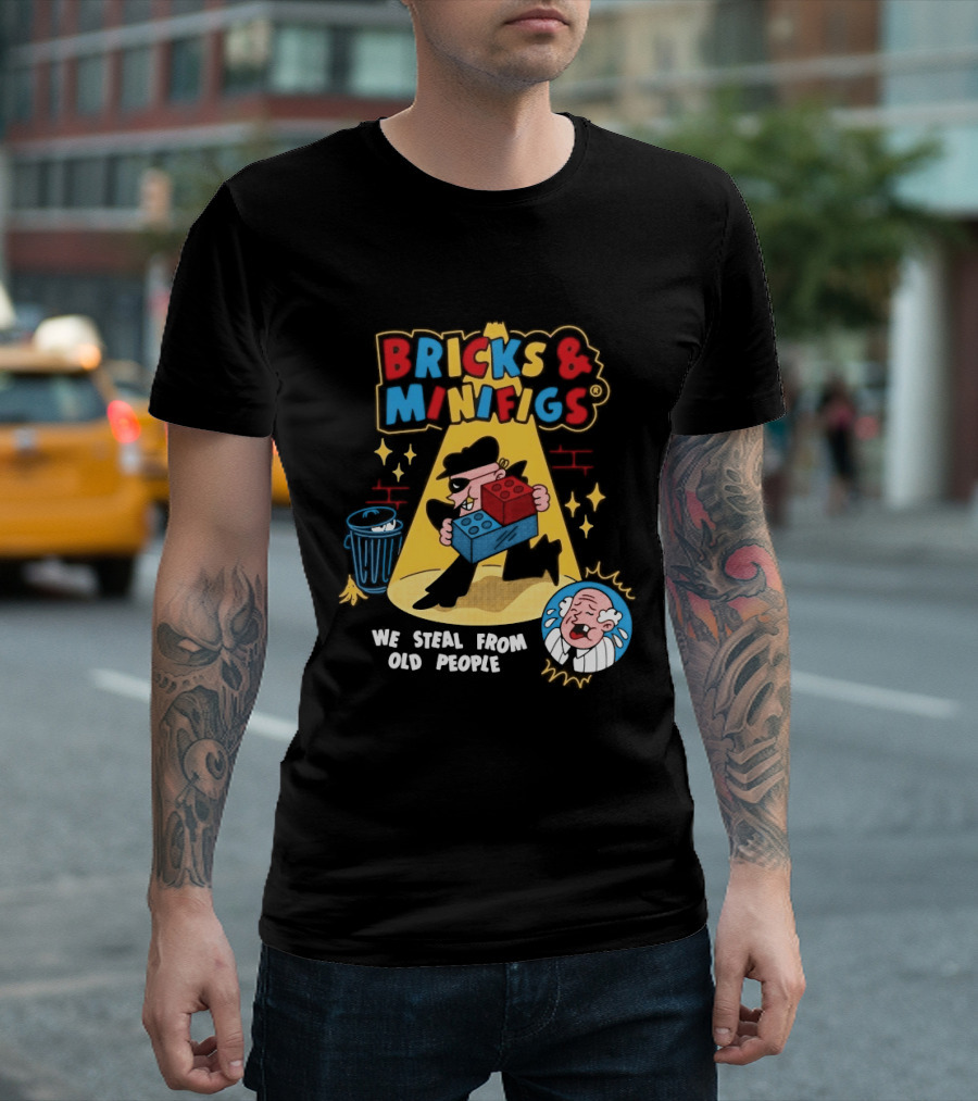 Bricks And Minifigs Spotlight Scene Robber We Steal From Old People T-Shirt