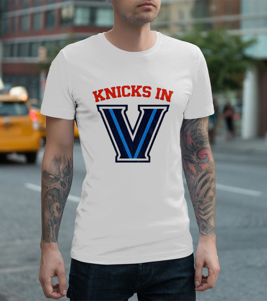 Knicks In V New York Knicks Villanova Wildcats NBA 2026 T-Shirt