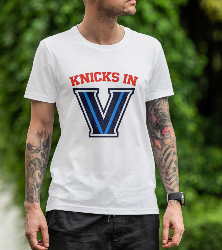 Knicks In V New York Knicks Villanova Wildcats NBA 2026 T-Shirt