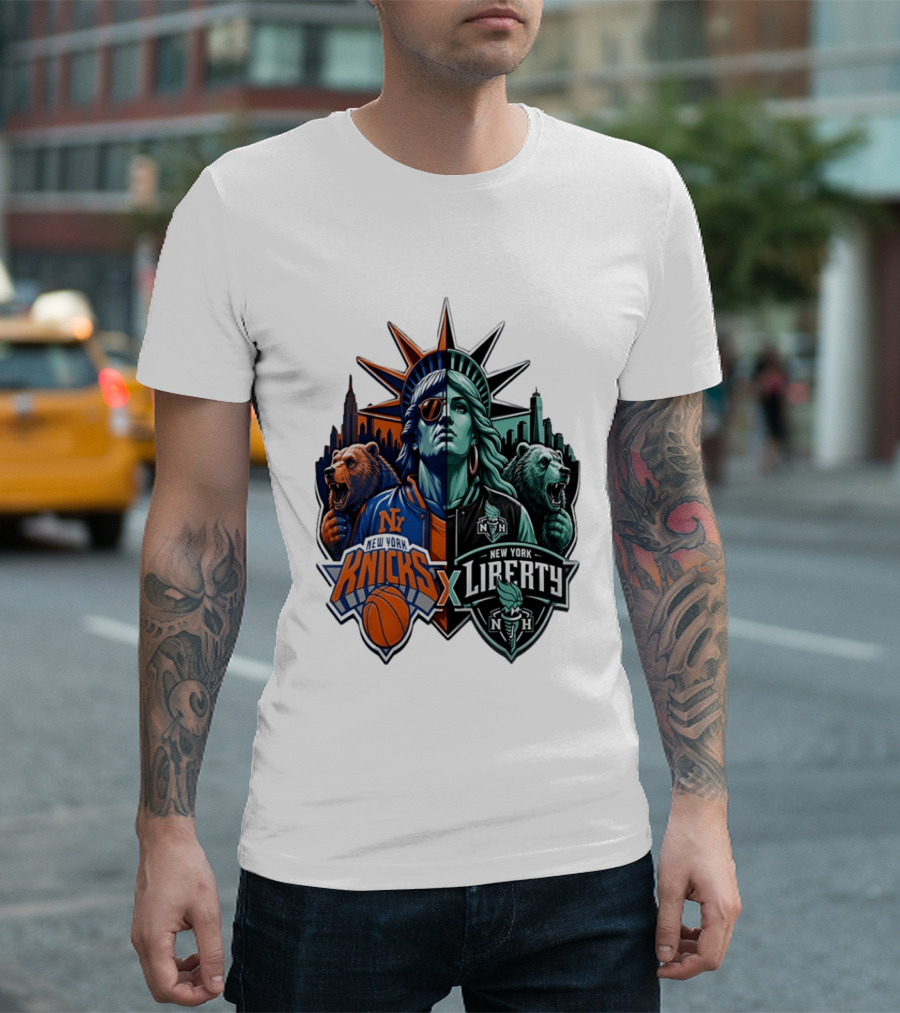 New York Knicks X Liberty Statue Of Liberty NBA WNBA T-Shirt