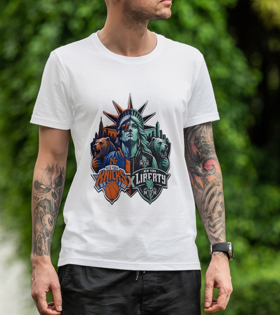 New York Knicks X Liberty Statue Of Liberty NBA WNBA T-Shirt