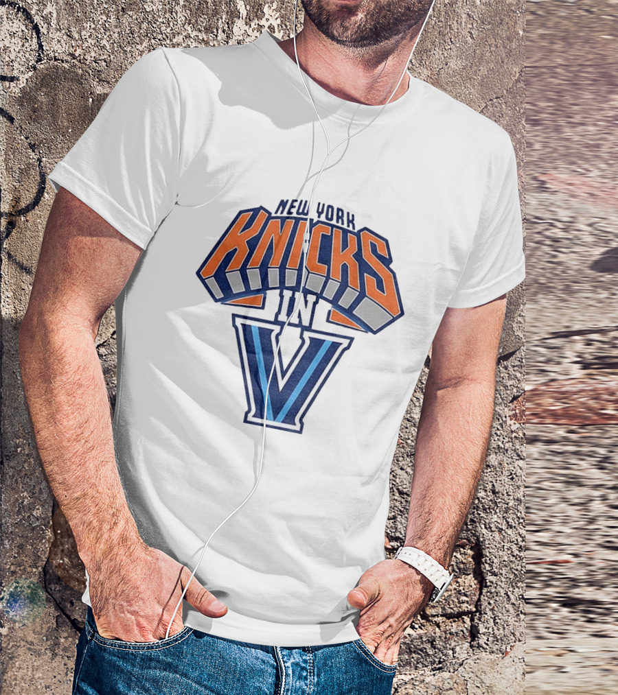 New York Knicks In V Villanova Wildcats Basketball Collaboration NBA 2026 T-Shirt
