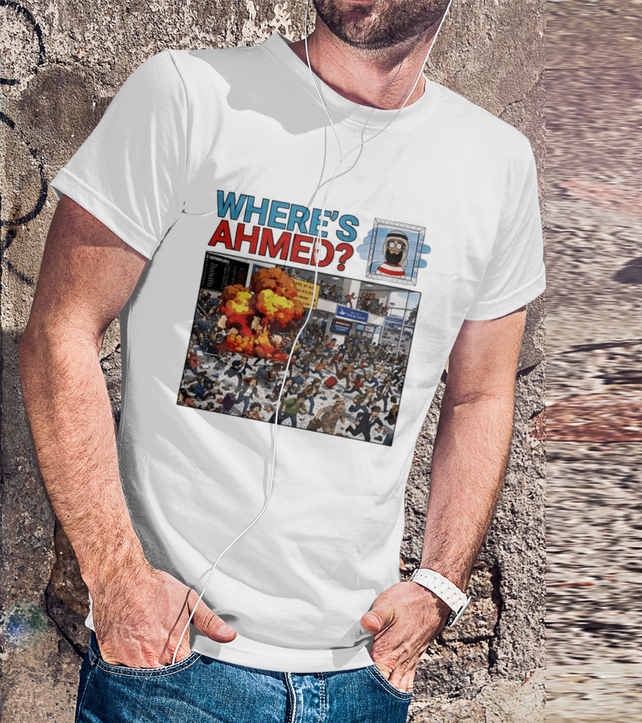 Where's Ahmed September 11 Attacks Cartoon Explosion Scene T-Shirt