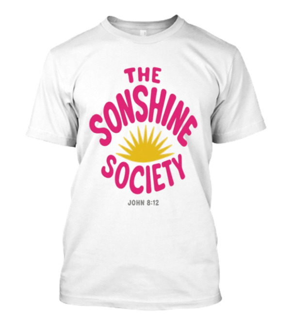The Sonshine Society John 8 12 Bold Pink Yellow Sunburst T-Shirt