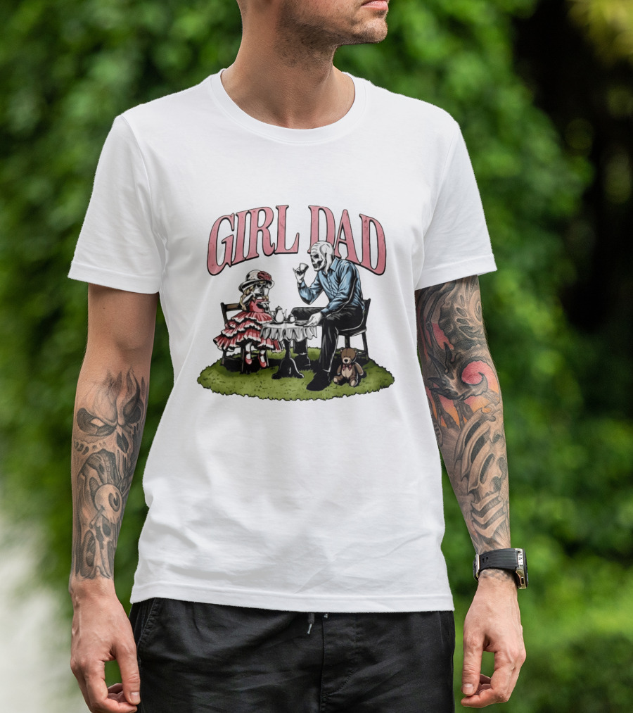 Girl Dad Skeleton Tea Party With Daughter T-Shirt