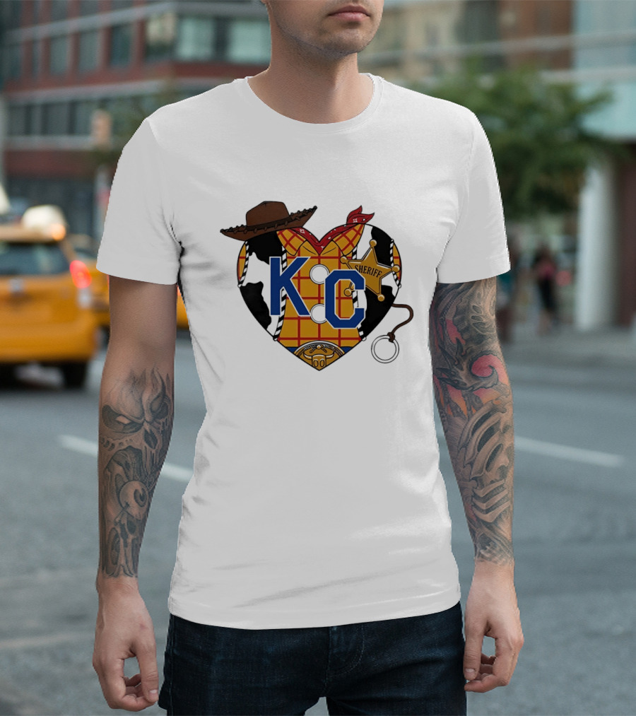 Howdy KC Sheriff Heart Cowboy Hat Plaid Bandana T-Shirt