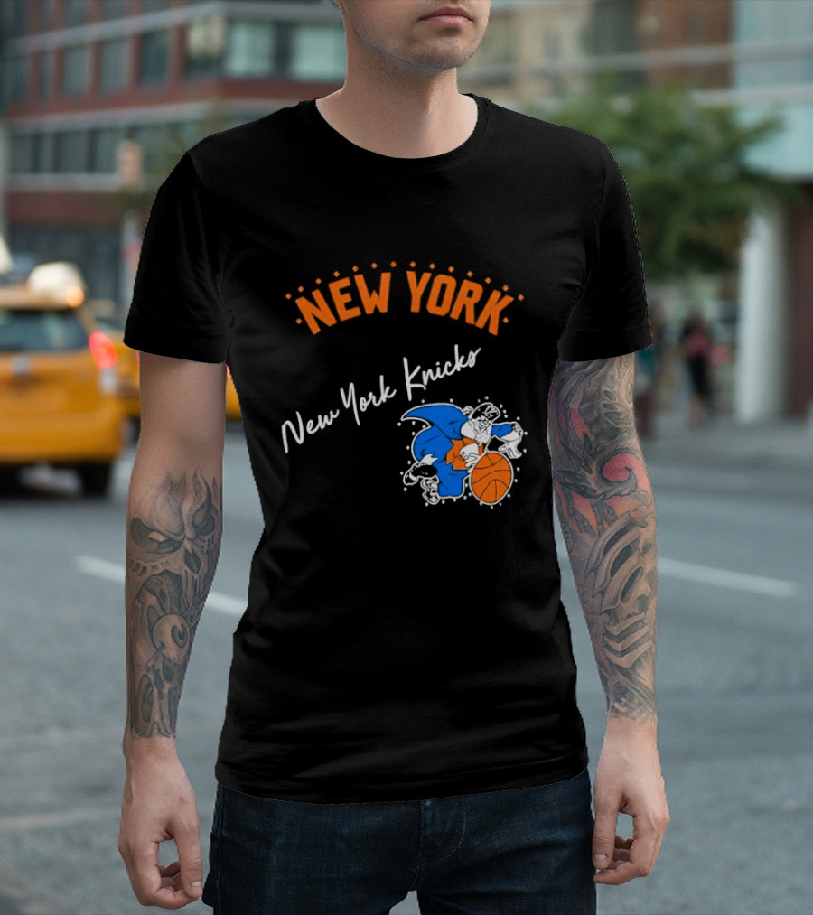 Father Knickerbocker New York Knicks Basketball Character Orange And Blue T-Shirt