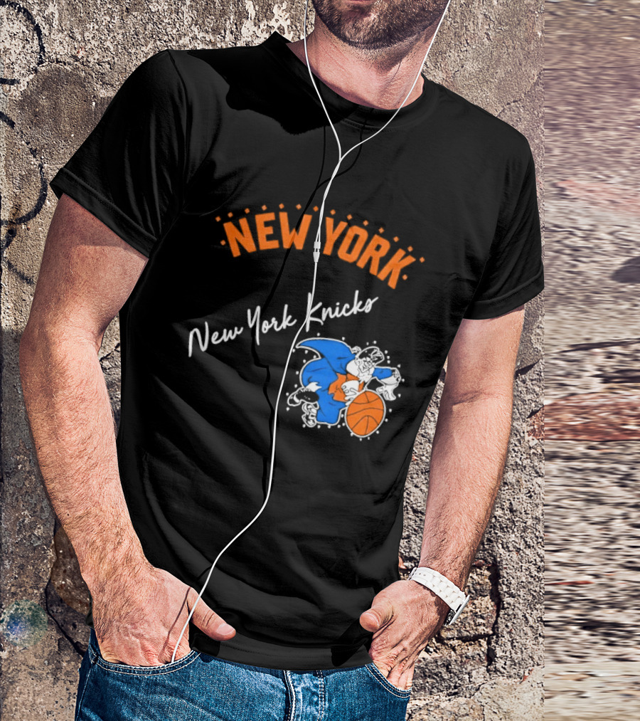 Father Knickerbocker New York Knicks Basketball Character Orange And Blue T-Shirt