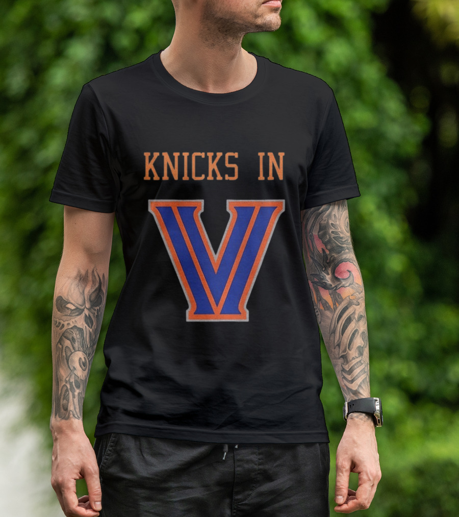 New York Knicks In V Villanova Wildcats Basketball NBA Collaboration T-Shirt