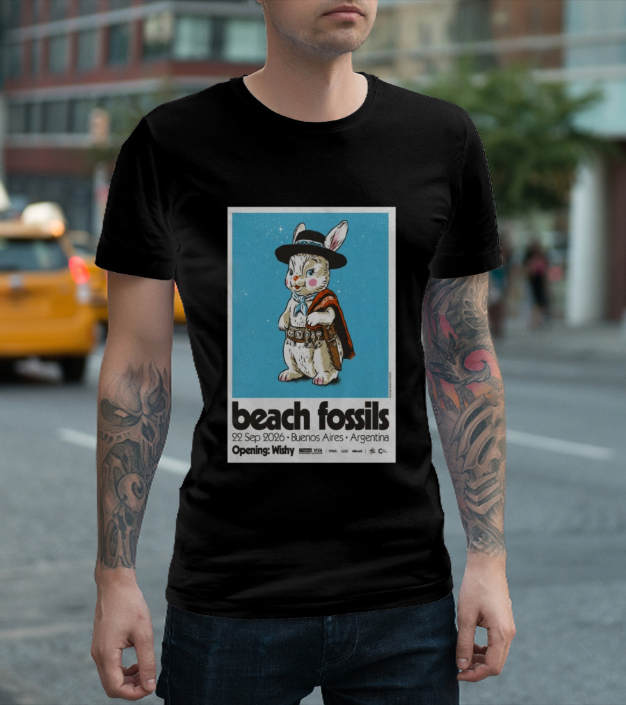 Beach Fossils Buenos Aires 2026 Rabbit Cowboy Concert T-Shirt