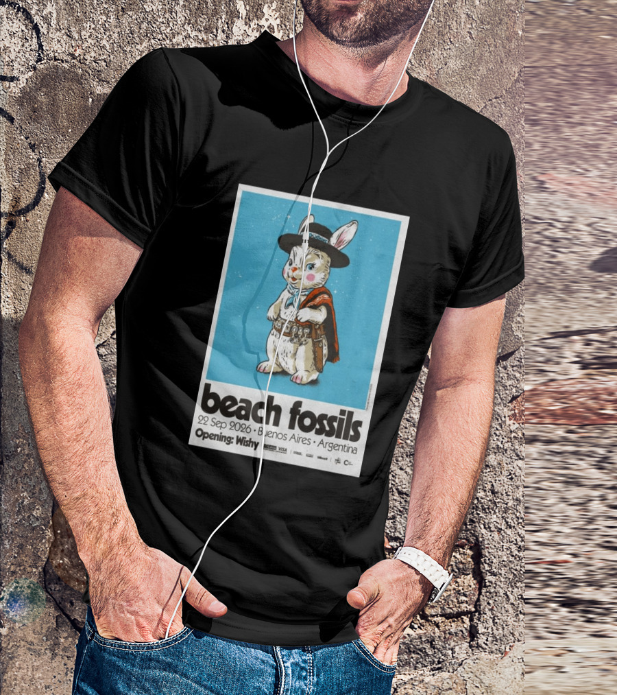 Beach Fossils Buenos Aires 2026 Rabbit Cowboy Concert T-Shirt