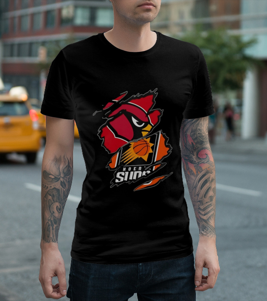 Arizona Cardinals Phoenix Suns Two Teams One Heart Scratch Edition T-Shirt