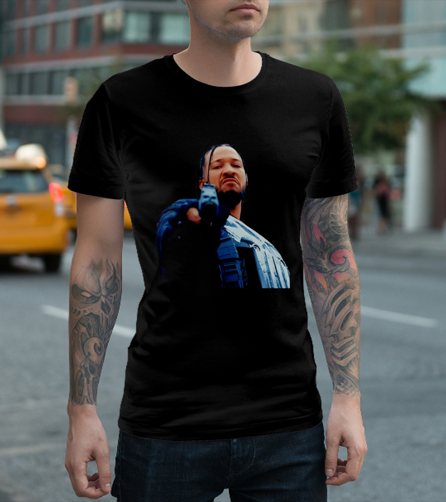 Jalen Brunson Gangster New York Knicks NBA Basketball Gun Image T-Shirt