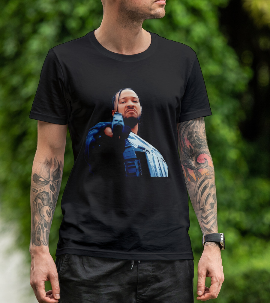 Jalen Brunson Gangster New York Knicks NBA Basketball Gun Image T-Shirt