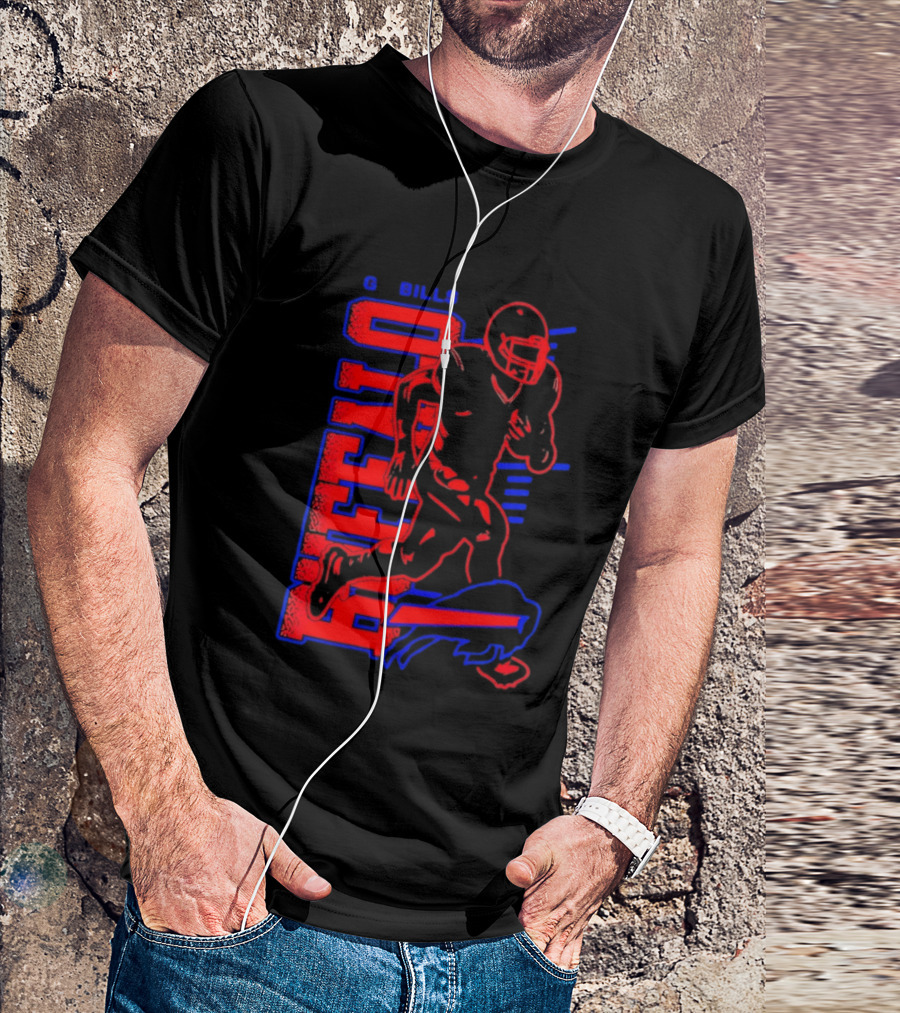Buffalo Bills Go Bills Football Player Running Action T-Shirt