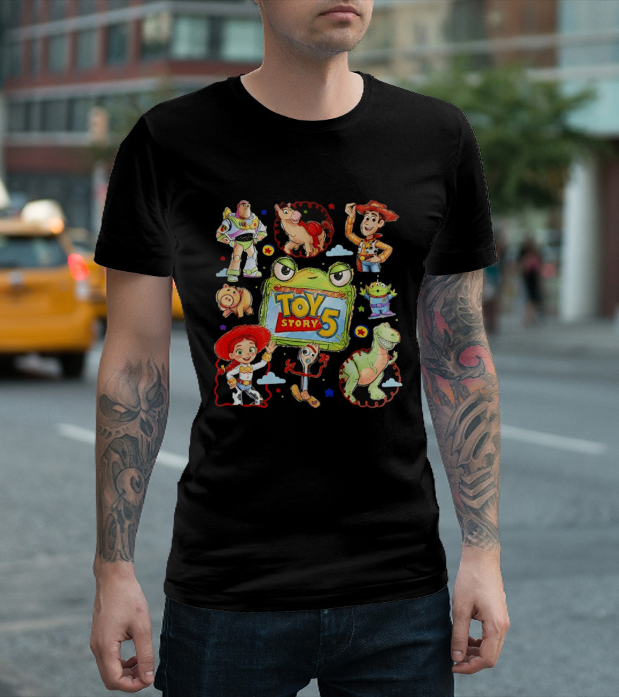 Buzz Lightyear Woody Bullseye Rex Hamm Alien Forky Jessie Toy Story 5 T-Shirt