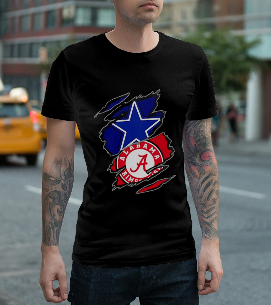 Dallas Cowboys Alabama Crimson Tide Two Teams One Heart Scratch T-Shirt