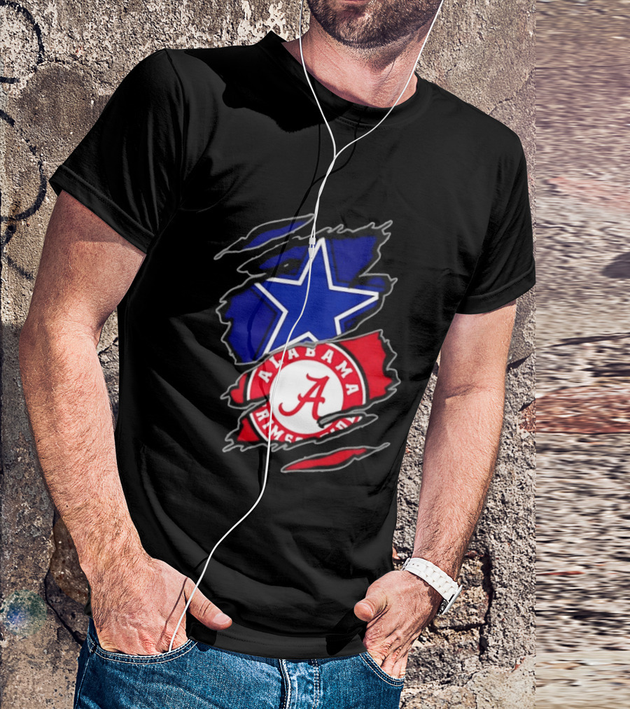 Dallas Cowboys Alabama Crimson Tide Two Teams One Heart Scratch T-Shirt