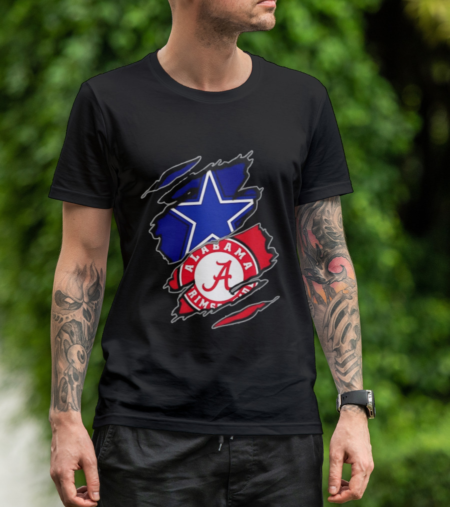 Dallas Cowboys Alabama Crimson Tide Two Teams One Heart Scratch T-Shirt