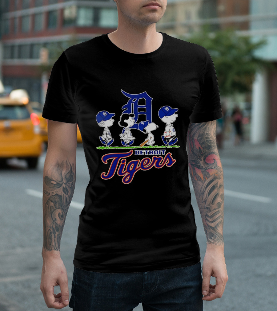 Detroit Tigers Snoopy Charlie Brown Lucy Linus Abbey Road 2026 Collaboration T-Shirt
