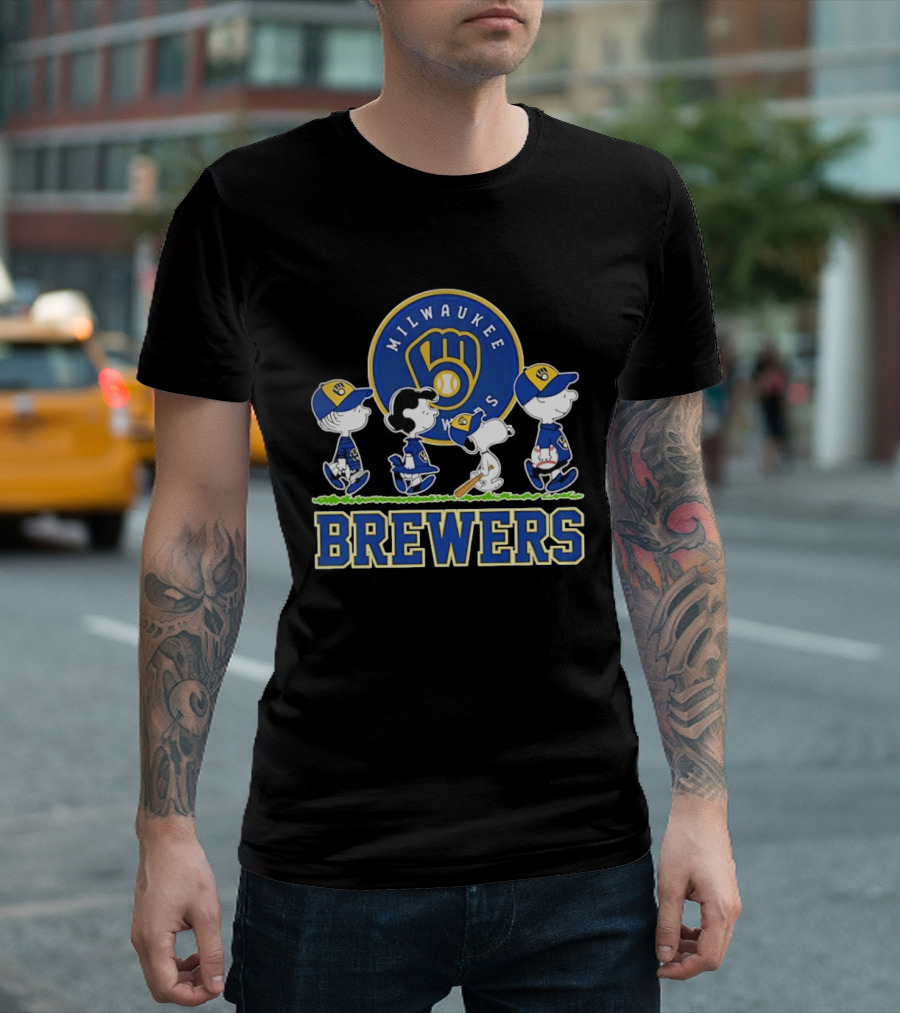 Milwaukee Brewers Snoopy Charlie Brown Lucy Linus Abbey Road 2026 T-Shirt