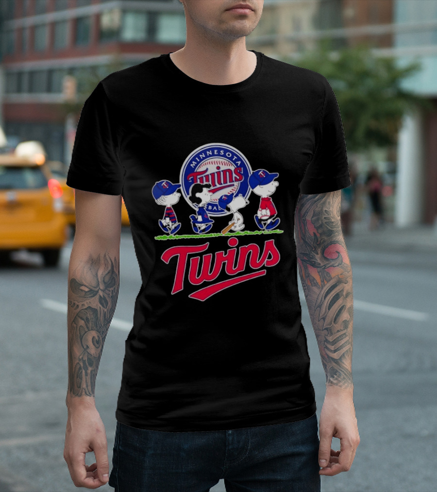 Minnesota Twins Snoopy Charlie Brown Lucy Linus Abbey Road 2026 MLB Peanuts Collaboration T-Shirt