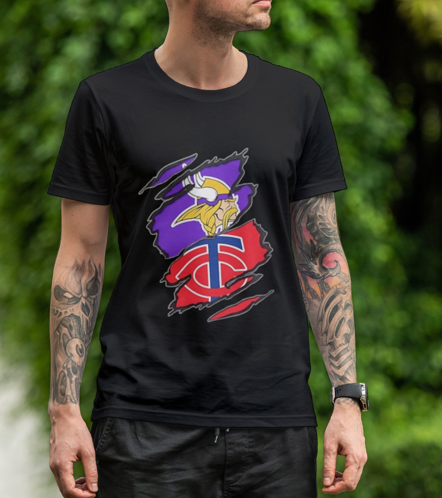 Minnesota Vikings Minnesota Twins Two Teams One Heart T-Shirt