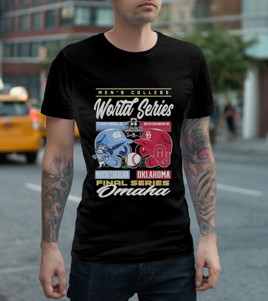 Men's College World Series Tar Heels Sooners North Carolina Oklahoma Final Series Omaha T-Shirt
