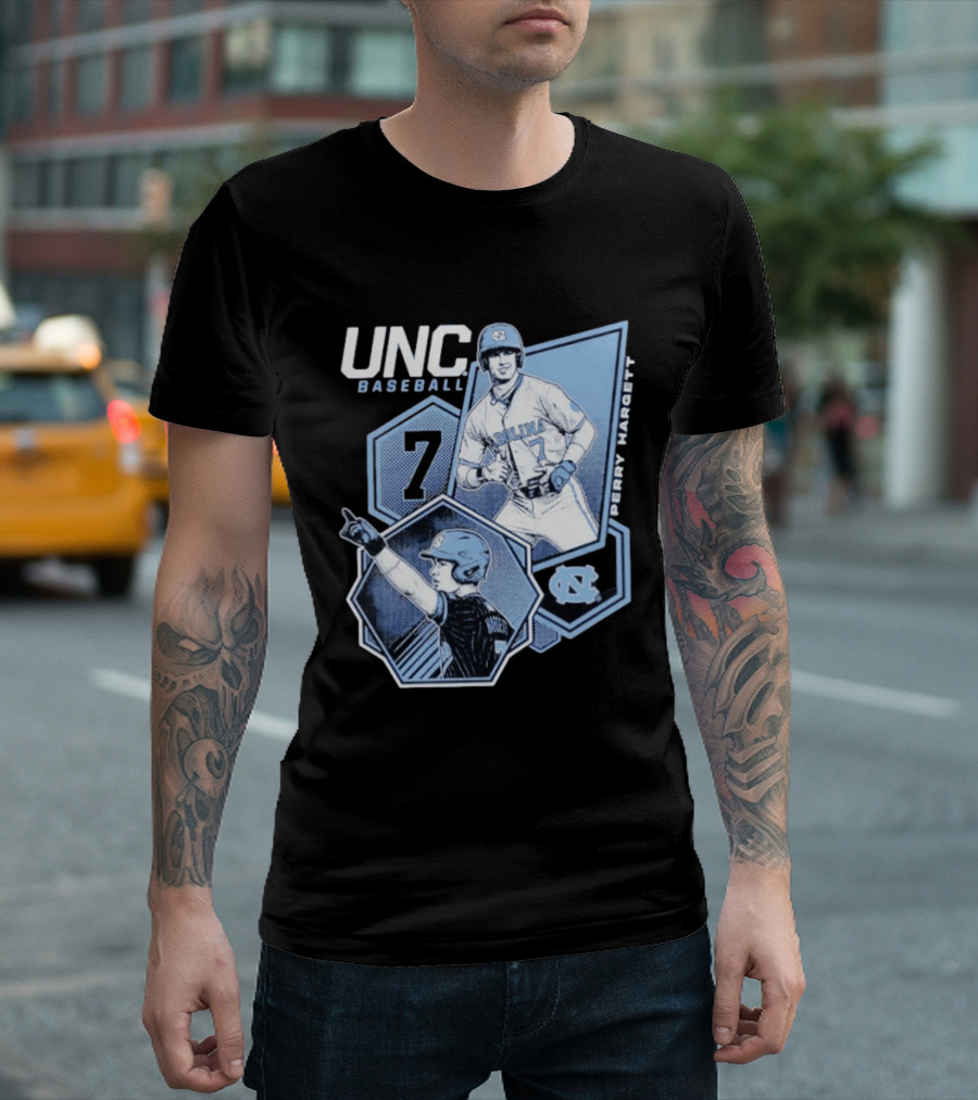 UNC Baseball Perry Hargett 7 North Carolina Collage T-Shirt