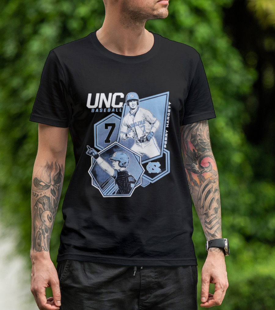 UNC Baseball Perry Hargett 7 North Carolina Collage T-Shirt