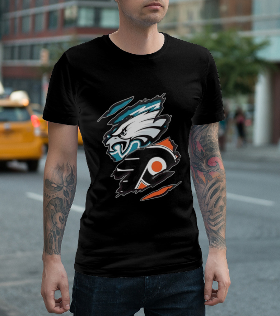 Philadelphia Eagles And Philadelphia Flyers Two Teams One Heart T-Shirt