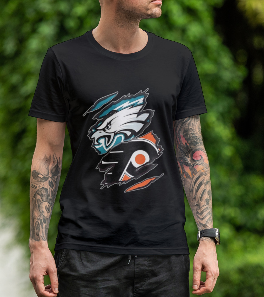 Philadelphia Eagles And Philadelphia Flyers Two Teams One Heart T-Shirt