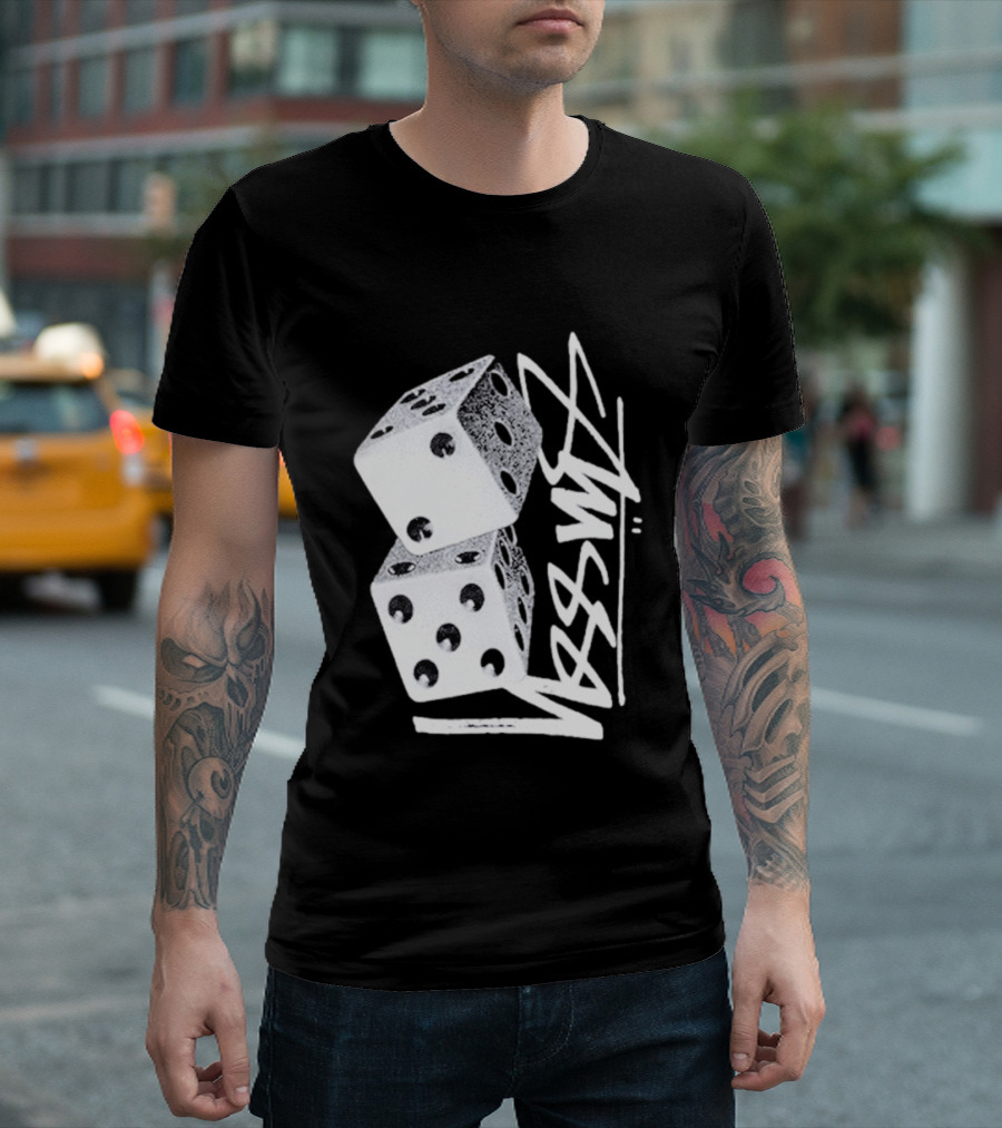 Pla Skateboarding Stussy Dice Stacked Six Side Metal T-Shirt