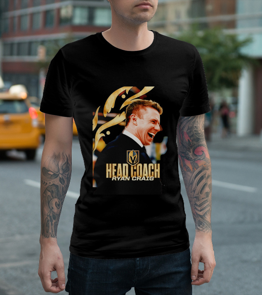 Head Coach Ryan Craig Henderson Silver Knights Golden T-Shirt
