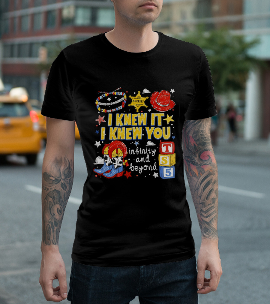 Sheriff Toy Story Cowboy Boots Infinity Blocks Badge I Knew It I Knew You T-Shirt