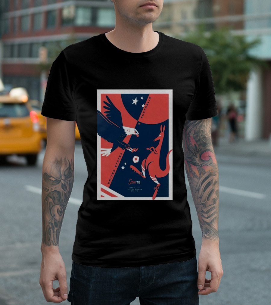 United States Vs Australia June 19 2026 Seattle Stadium Soccer Match T-Shirt