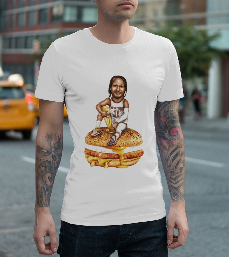 Jalen Brunson New York Knicks Basketball Trophy Egg And Cheese Sandwich T-Shirt