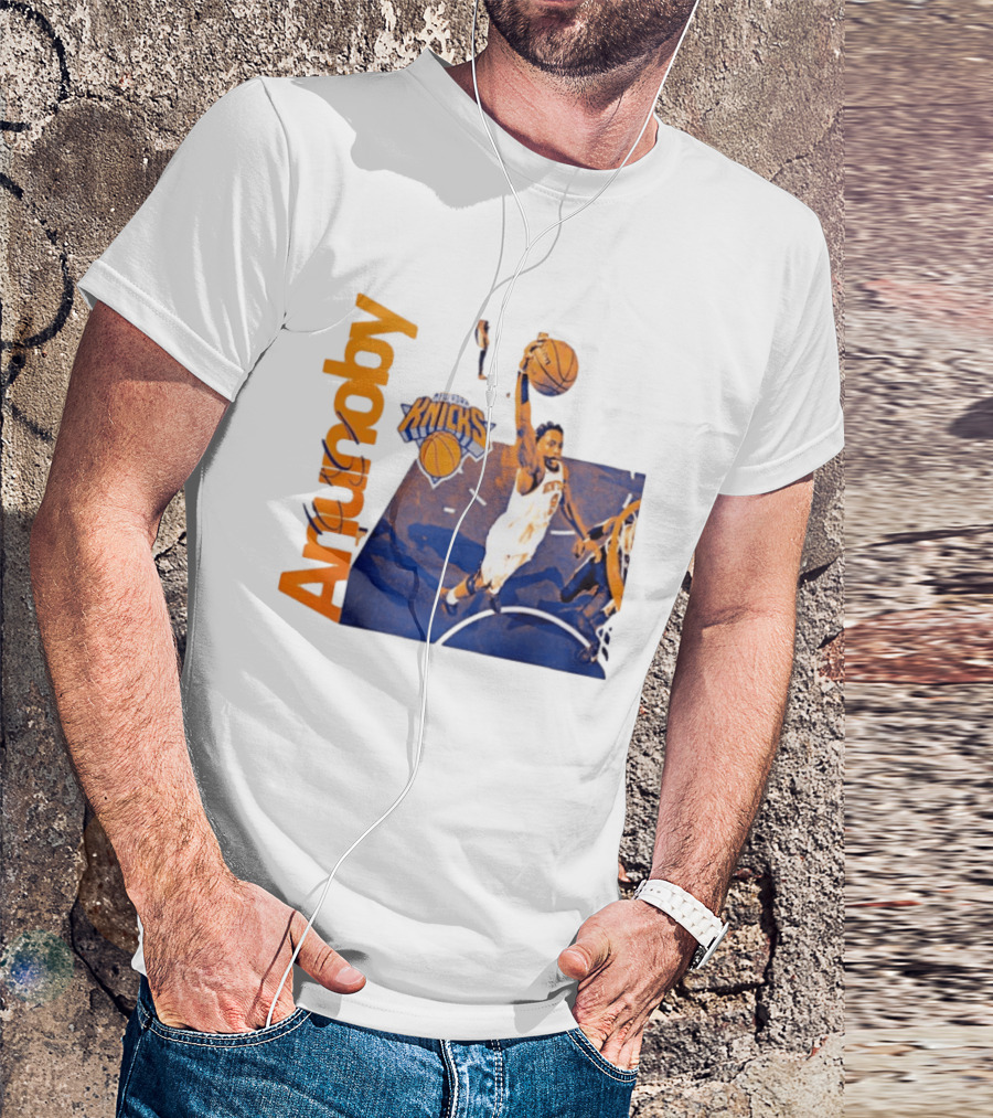 New York Knicks OG Anunoby Player Hype Dunking Action Scene T-Shirt