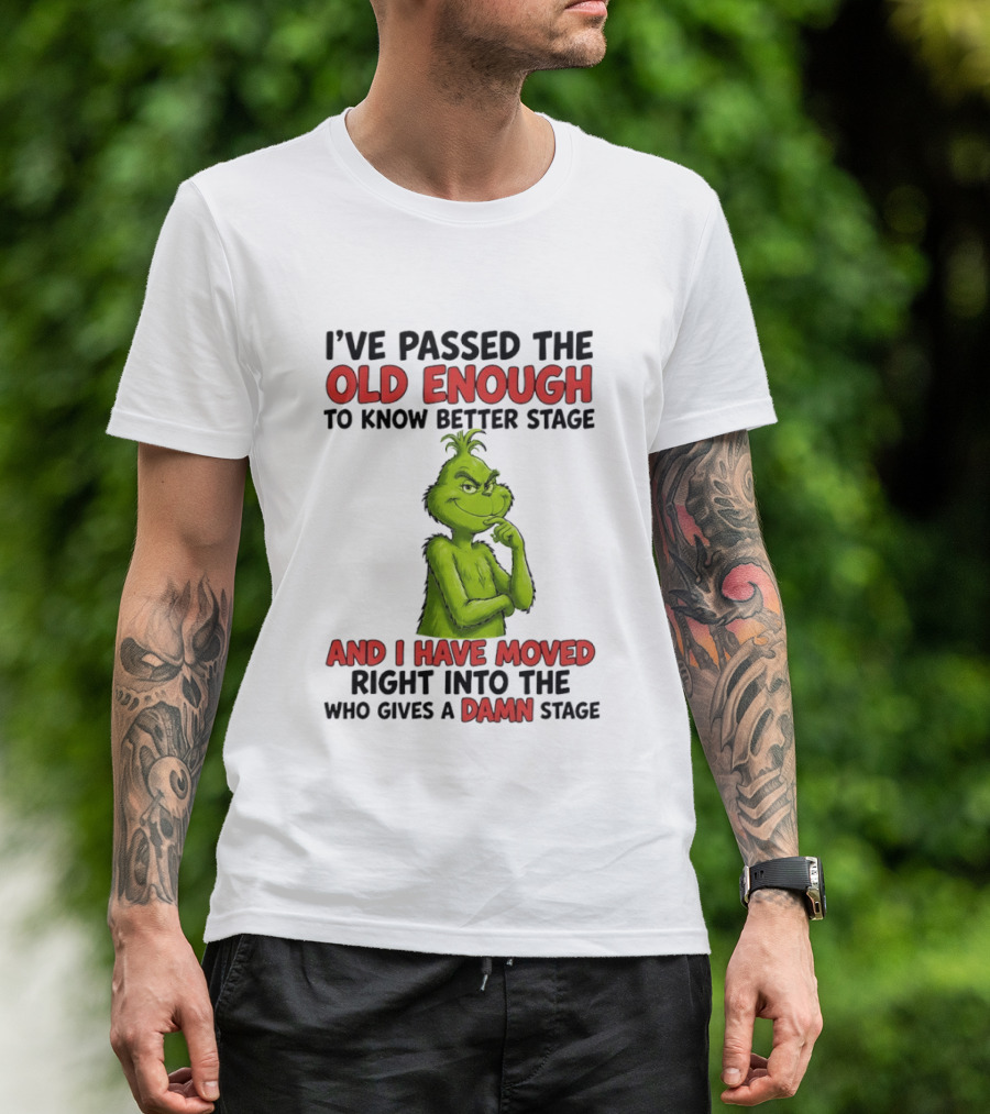 I've Passed The Old Enough To Know Better Stage And I Have Moved Right Into The Who Gives A Damn Stage Grinch T-Shirt