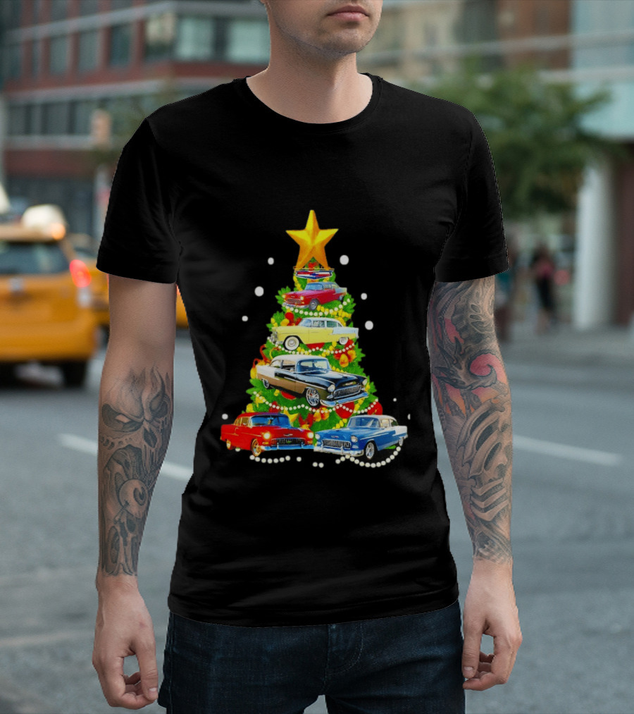 1955 Chevy Christmas Tree Holiday Vintage Car Enthusiasts T-Shirt