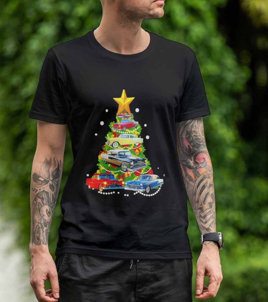 1955 Chevy Christmas Tree Holiday Vintage Car Enthusiasts T-Shirt