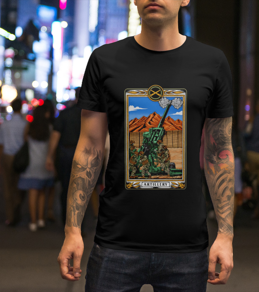 Artillery Cannon With Soldiers In Action Military Tableau T-Shirt