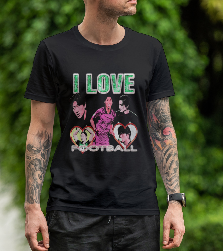 I Love Football Cho Gue Sung South Korea National Team Soccer Fan Collage T-Shirt