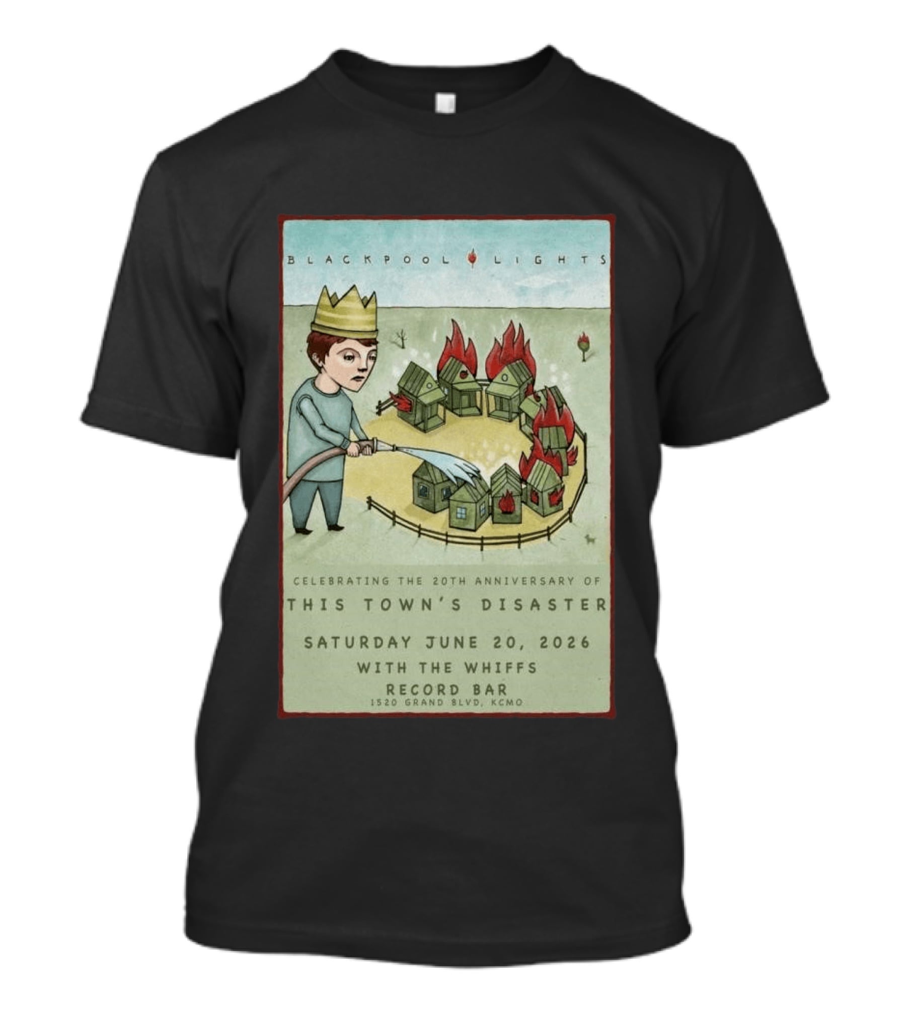 Blackpool Lights This Town's Disaster 20th Anniversary June 20 2026 Record Bar Kansas City T-Shirt